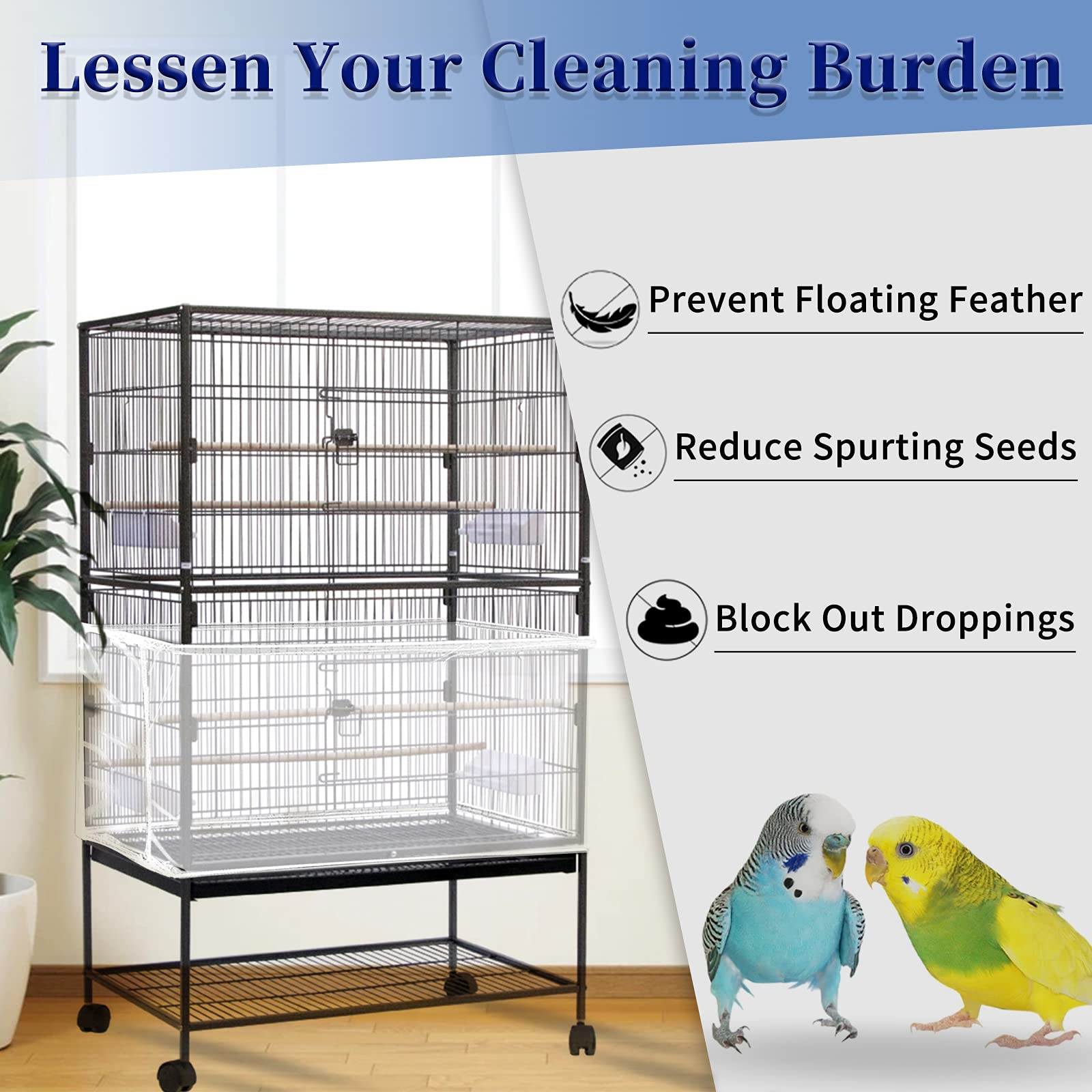 Daoeny collecteur-graines cage, évite les graines sur le sol pour intérieur propre.