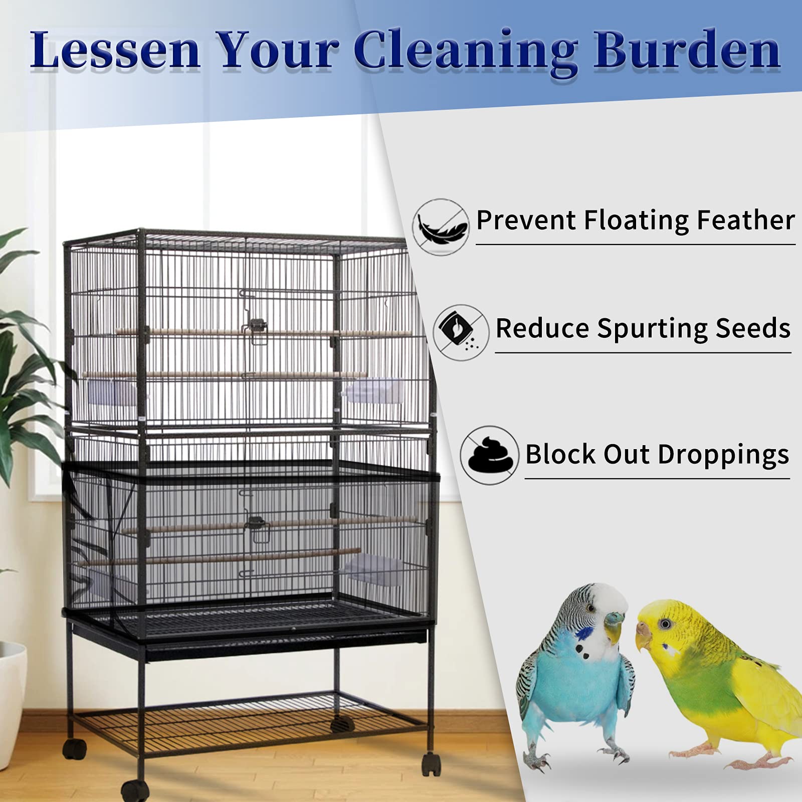 Daoeny jupe-cage noire: garde-graines efficace pour garder le sol propre.