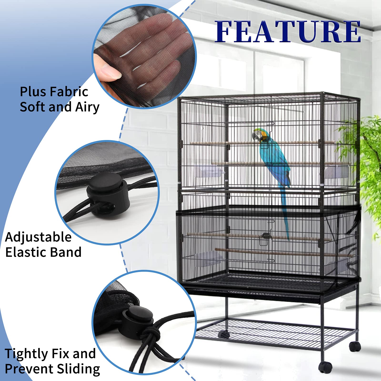 Daoeny système de réglage avec élastiques: ajustement rapide pour cages variées.