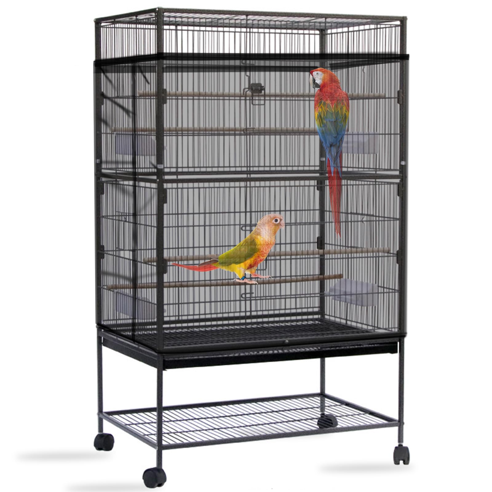 Daoeny attrape-graines pour cage oiseaux noir: couverture complète et réduction des graines au sol