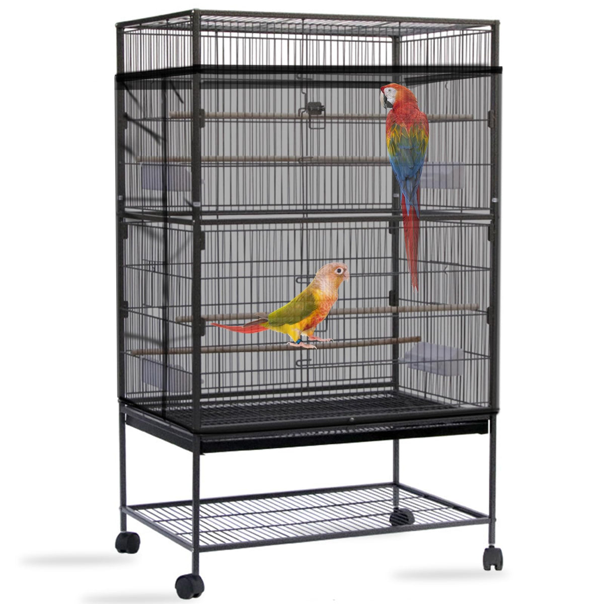 Daoeny attrape-graines pour cage oiseaux noir: couverture complète et réduction des graines au sol