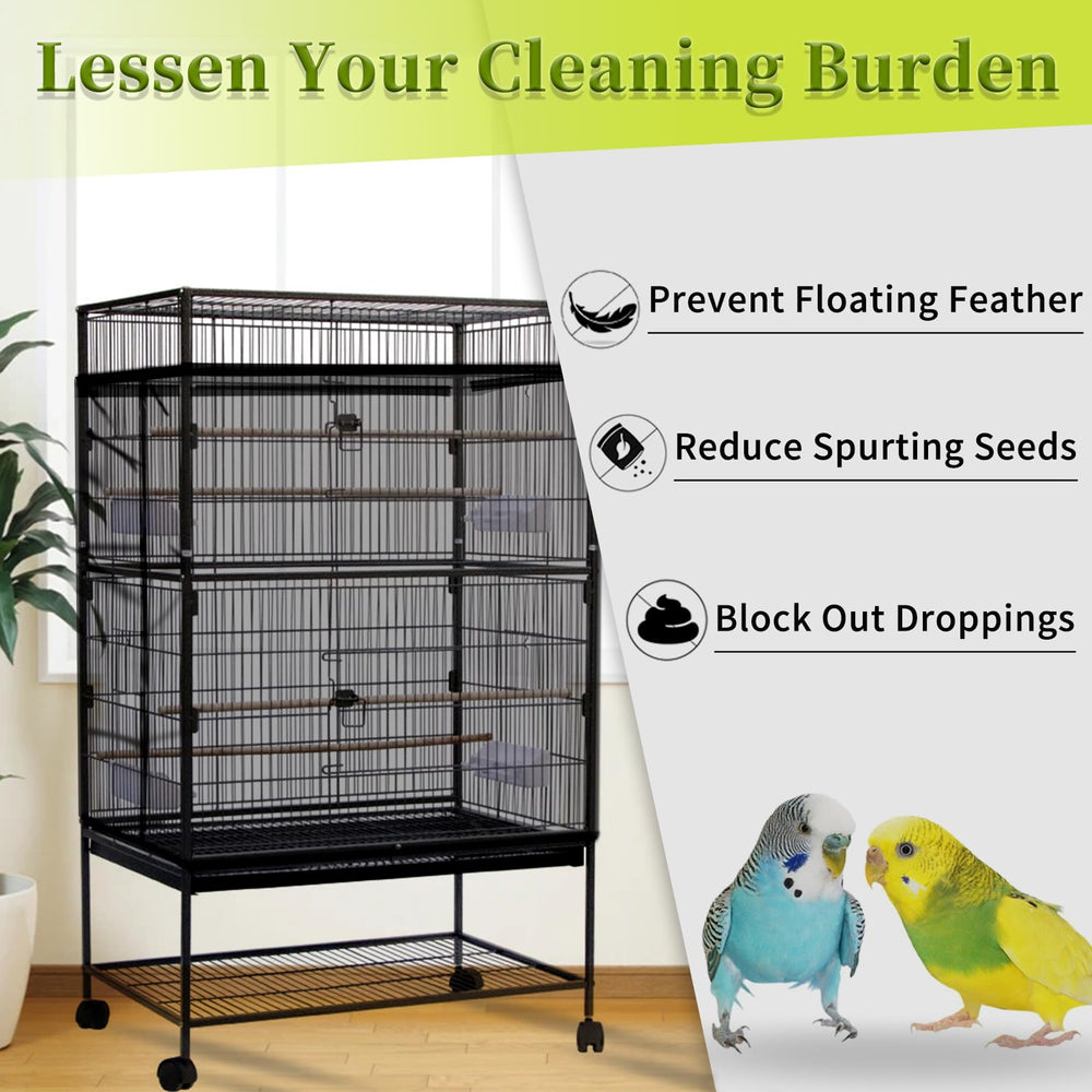 Housse Daoeny pour cage d'oiseaux noir en nylon aéré pour ventilation améliorée