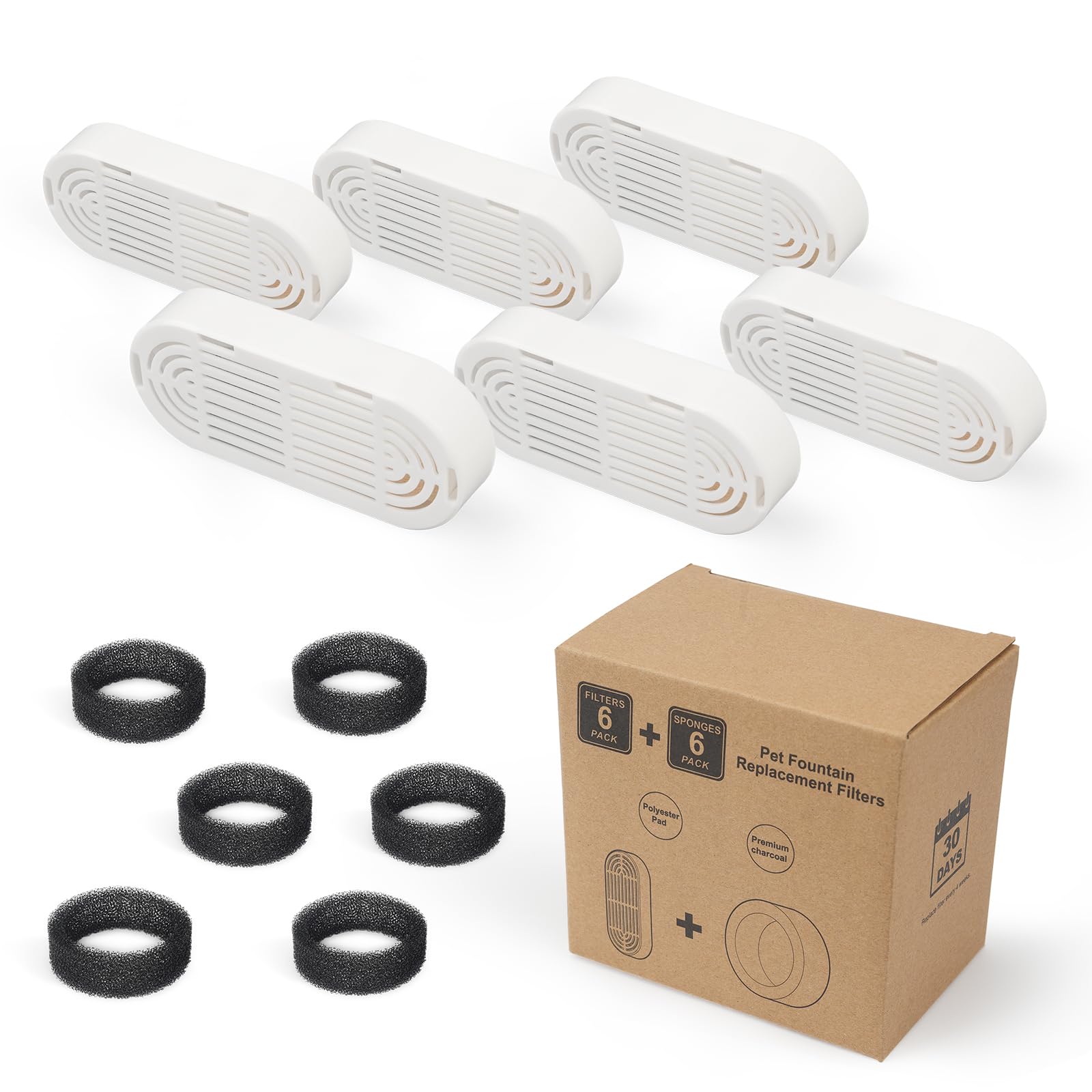 Daoxuan filtre fontaine chat kit filtration 6 filtres: remplacement facile.