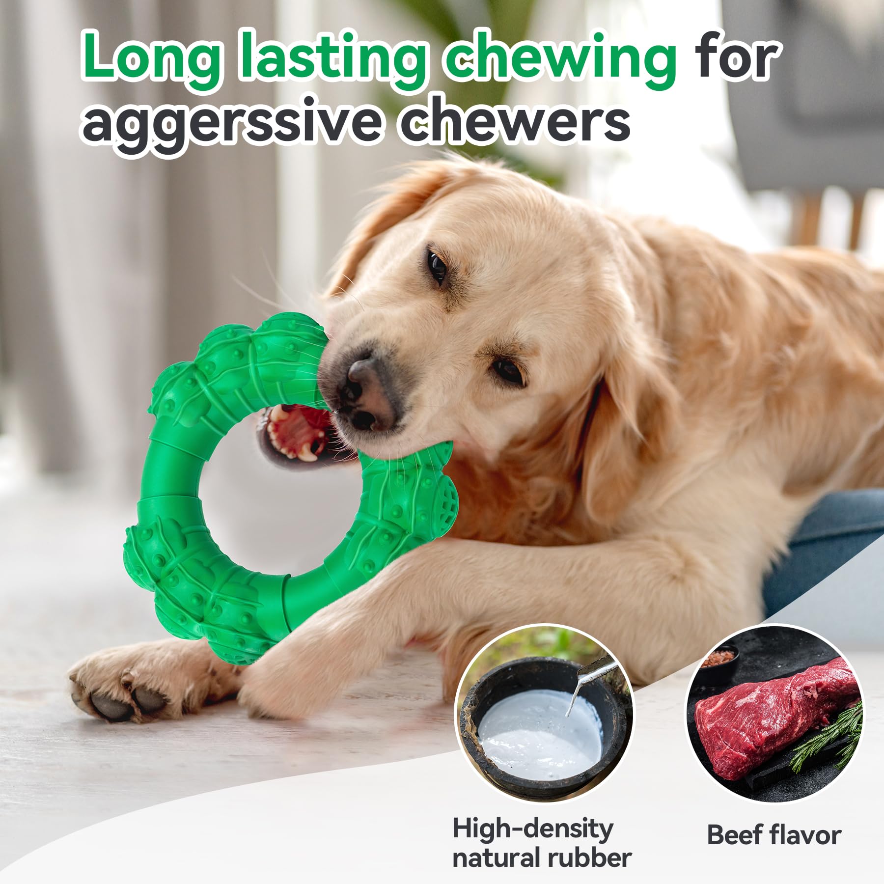 DAOZIJI anneau interactif chien dentition: divertit et soutient la dentition naturelle.