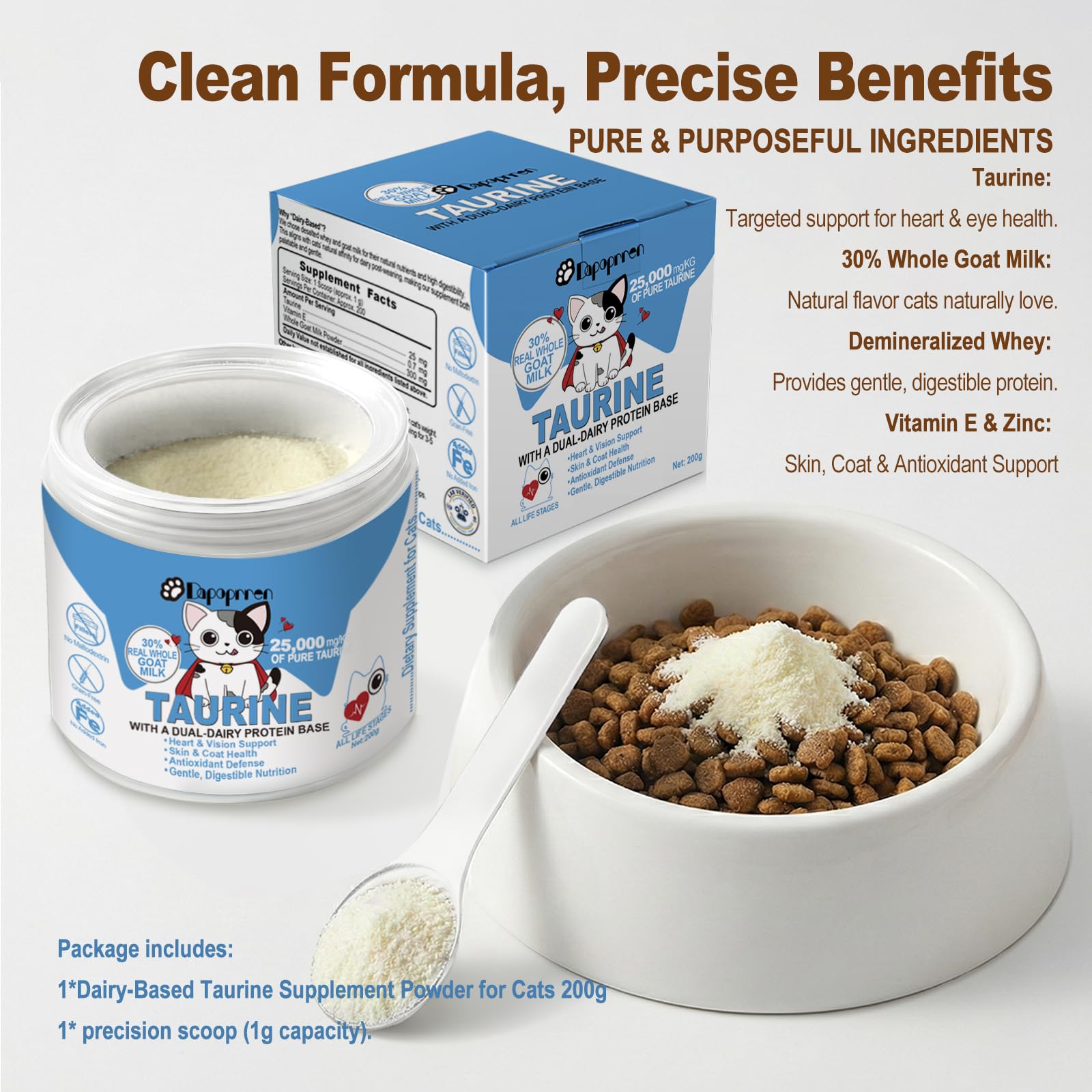 Poudre Dapoprren Taurine: texture crème et lait chèvre