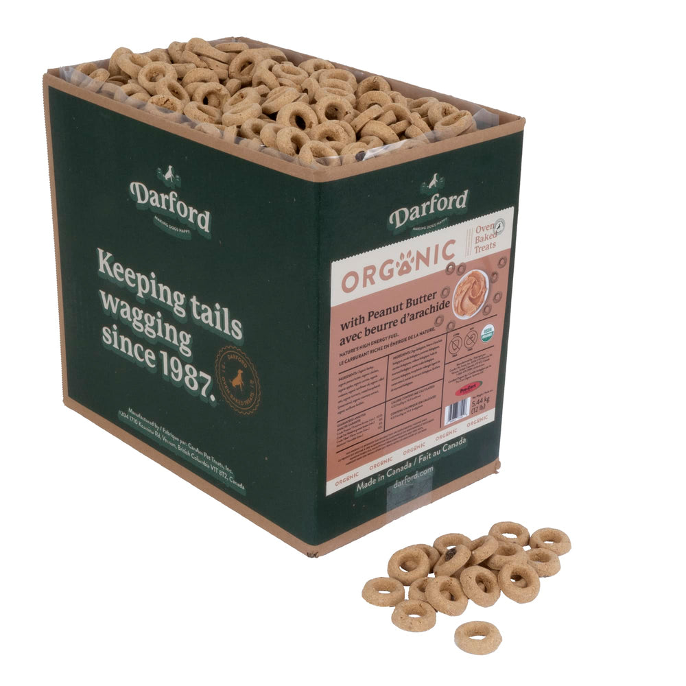 Darford biscuits biologiques au cacahuète, croquant parfait pour récompenser votre chien.