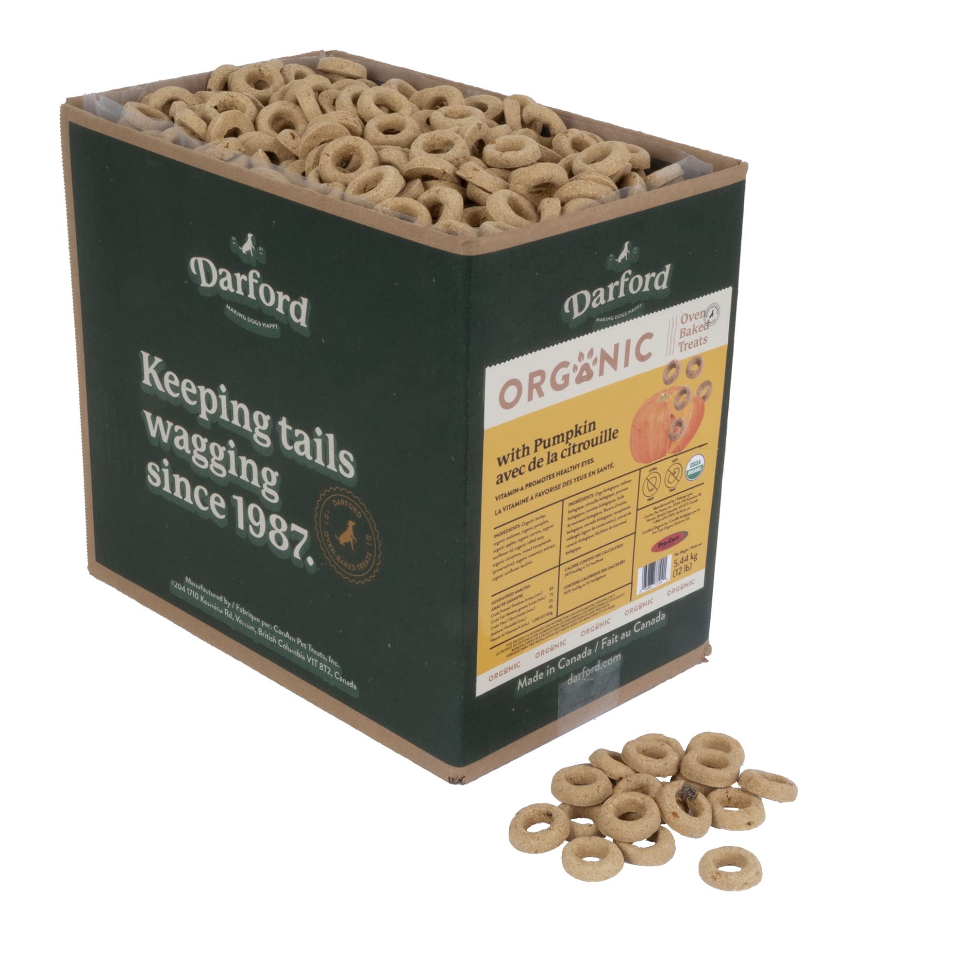 Darford friandise bio citrouille pour chien — récompense saine.