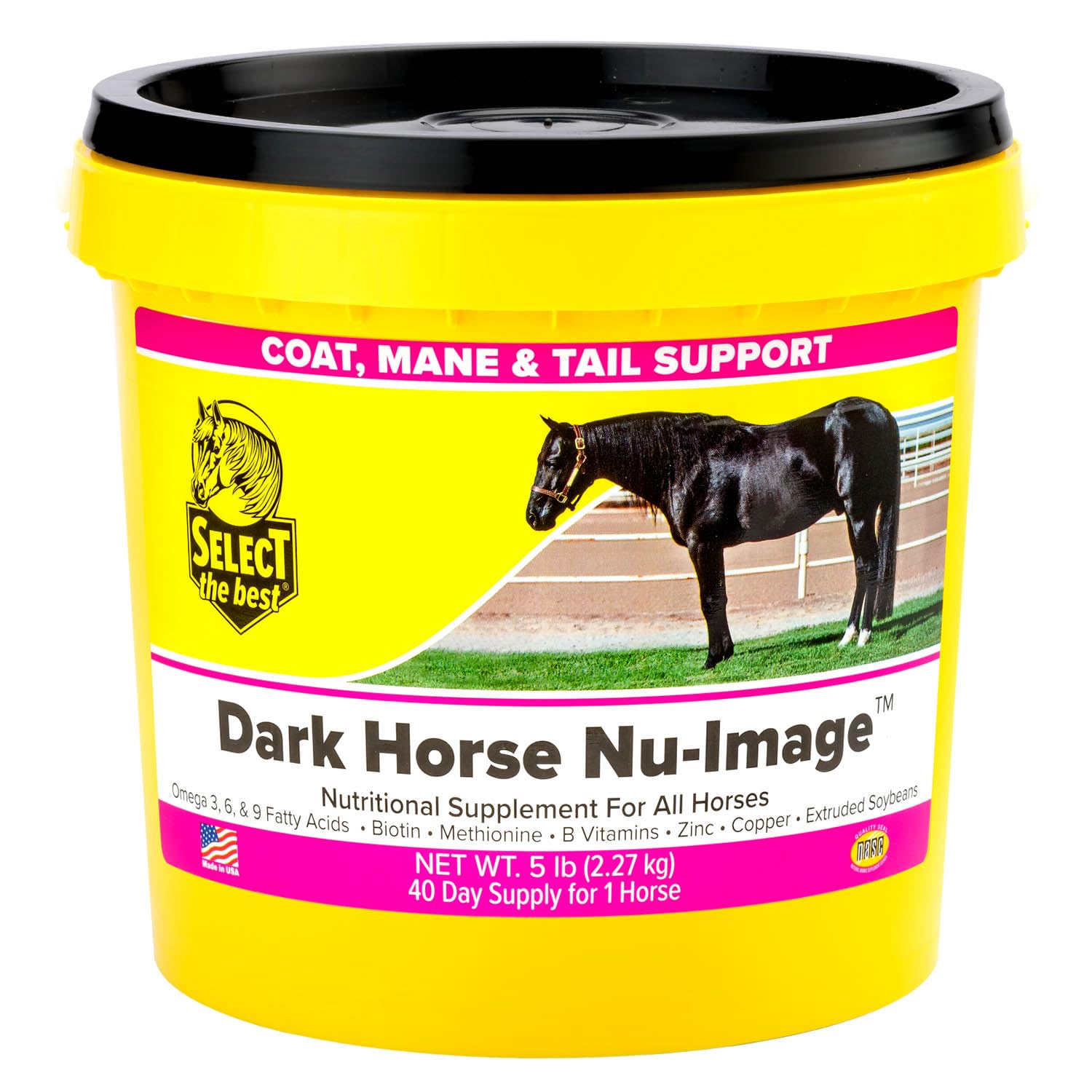 Dark Horse Nu-Image soutient le pelage et la crinière pour un aspect riche et éclatant.