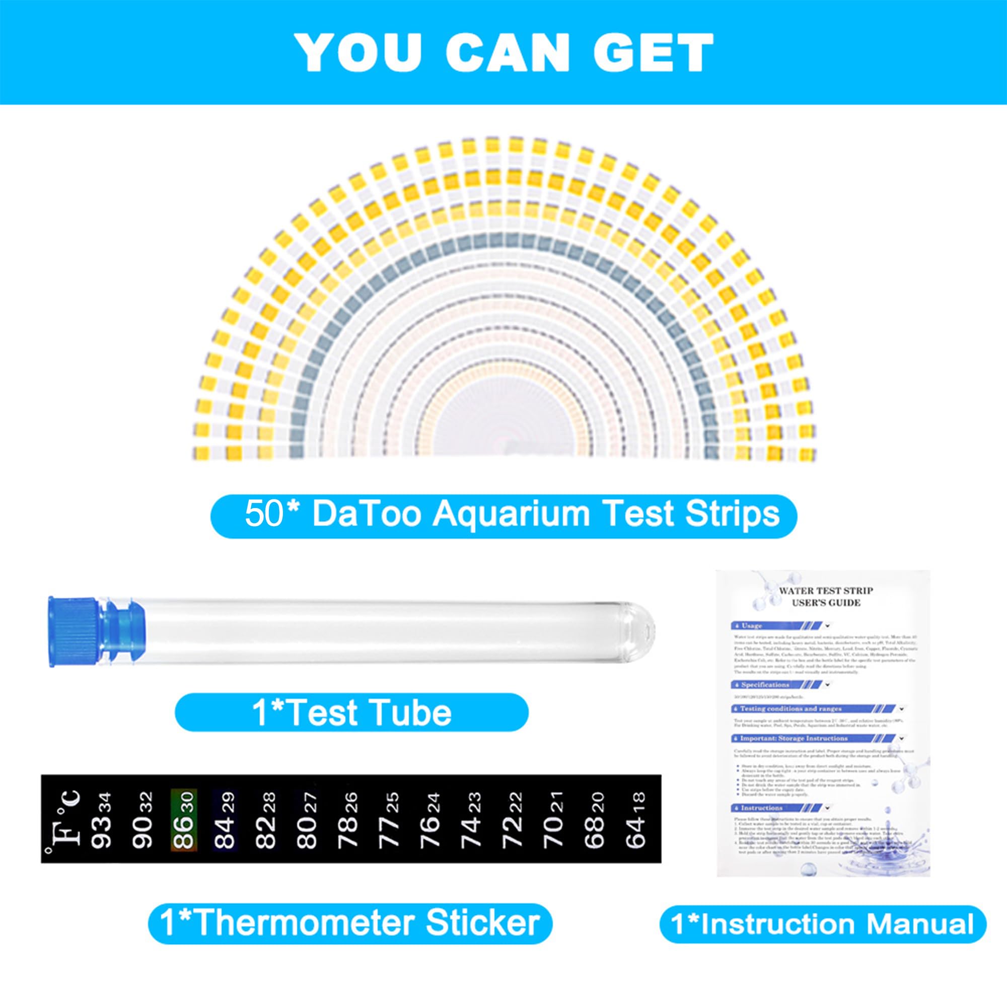 DaToo thermometre adhesif aquarium, thermomètre intégré pour surveiller la température.