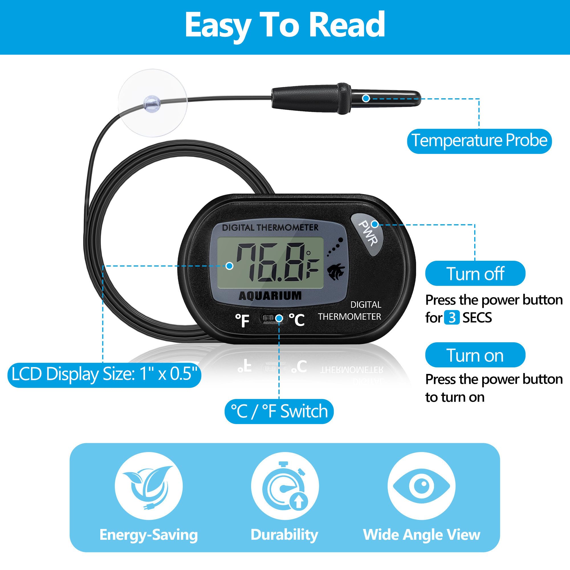 DaToo thermomètre affiche ℉ et ℃ pour une configuration facile.