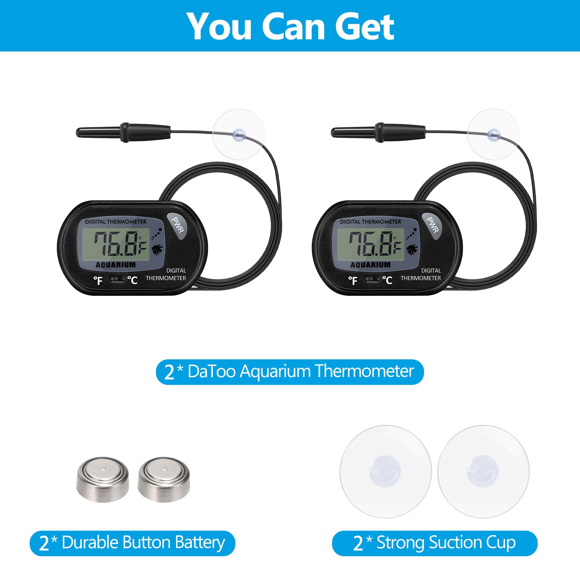 DaToo thermometre aquarium en lot de 2 pour plusieurs réservoirs.