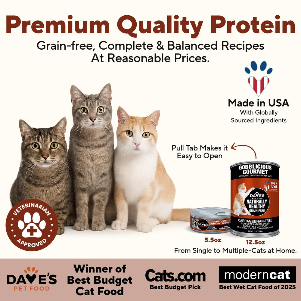 Boîtes Dave's Pâté de 12 conserves, format pratique pour les repas quotidiens.