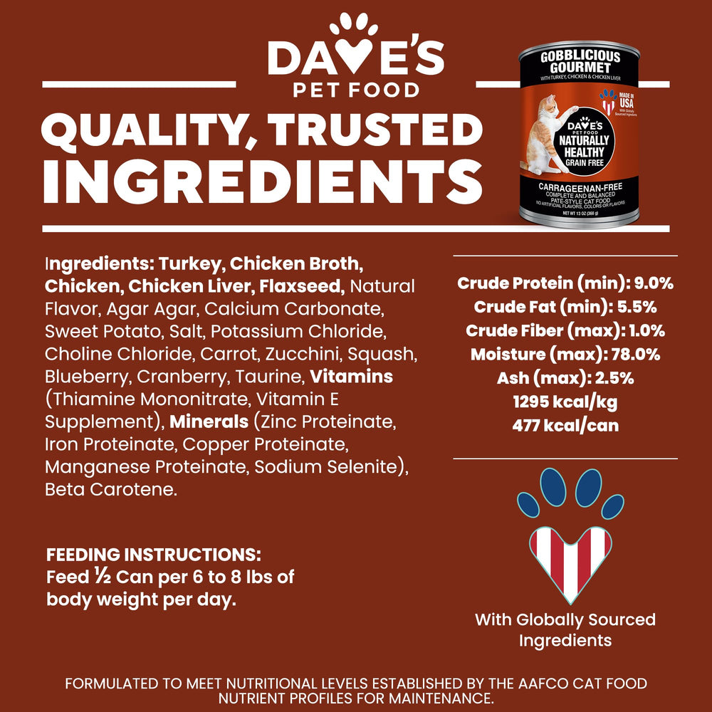 Pâté Dave's sans arômes artificiels, choix naturel pour les chats.