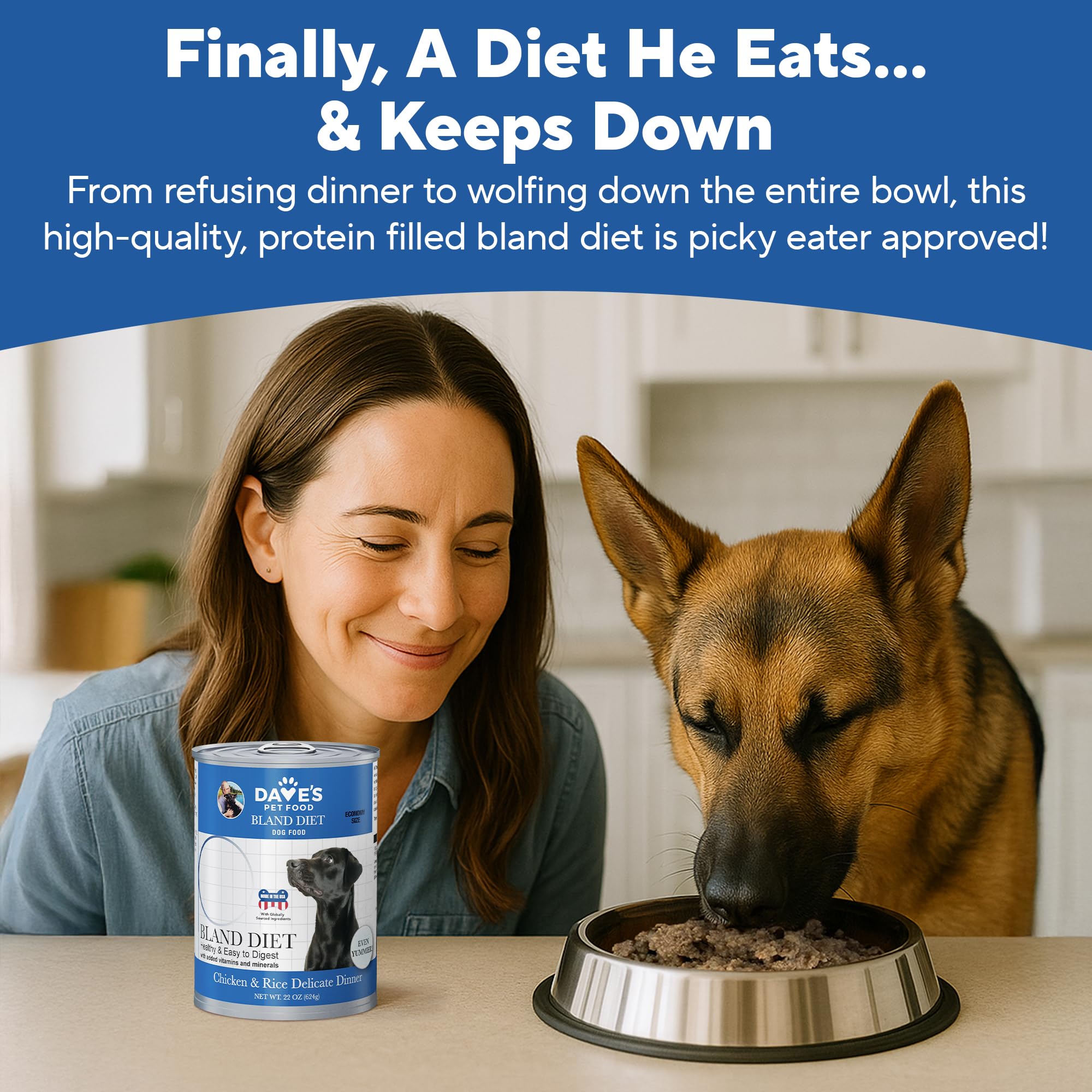Dave's Pet Food Bland Diet – nutrition adulte complète et équilibrée conforme AAFCO.