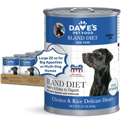 Dave's Pet Food Bland Diet – texture pâté douce, facile à mâcher pour chiens sensibles.