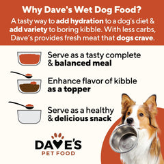 Dave's Pet Food conserve porc et patate douce, bouillon savoureux et facile à servir
