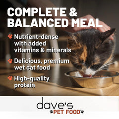 Dave's Pet Food - étiquette et nutriments ajoutés pour l'équilibre.