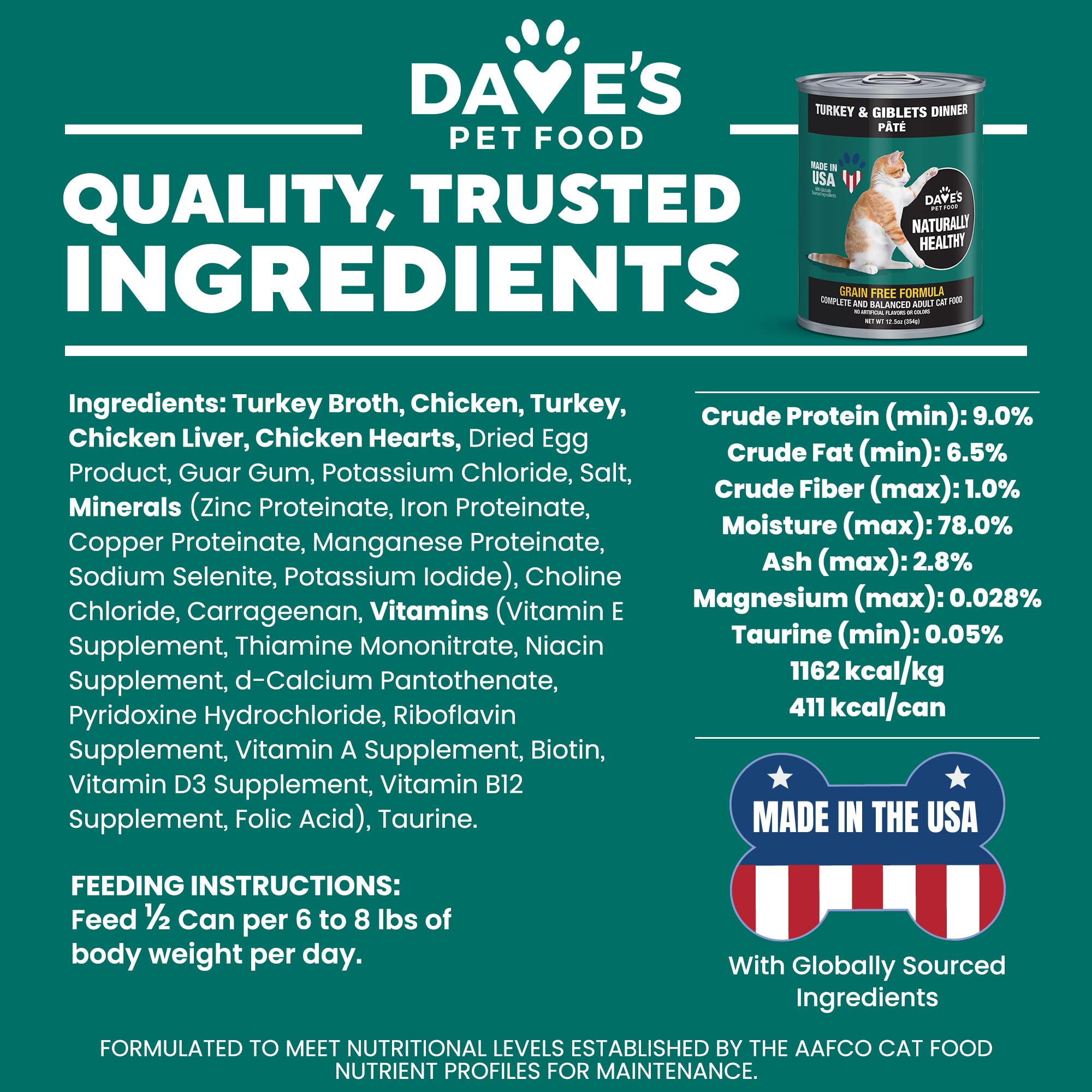 Dave's Pet Food fabriqué aux États-Unis, contrôle qualité et traçabilité.