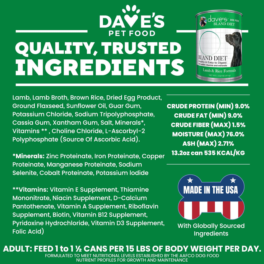 Dave's Pet Food formule-ingredients-limites : ingrédients simples et choix responsables.