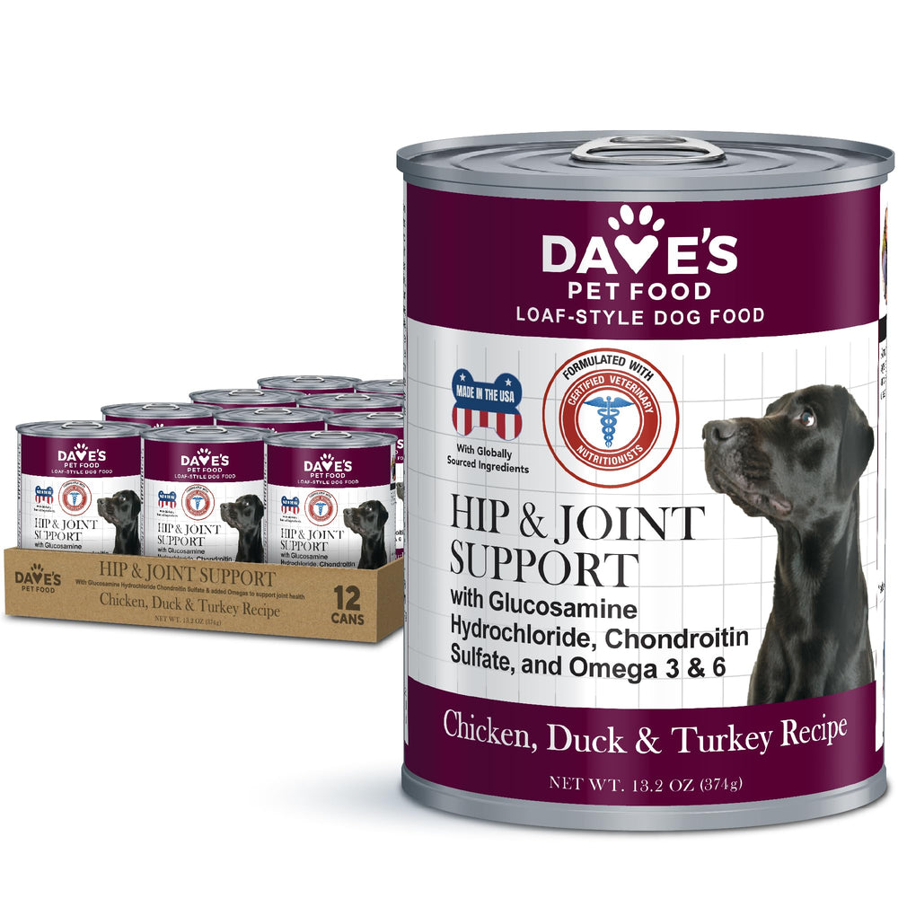 Emballage Dave's Pet Food avec douze boîtes pour une utilisation pratique.