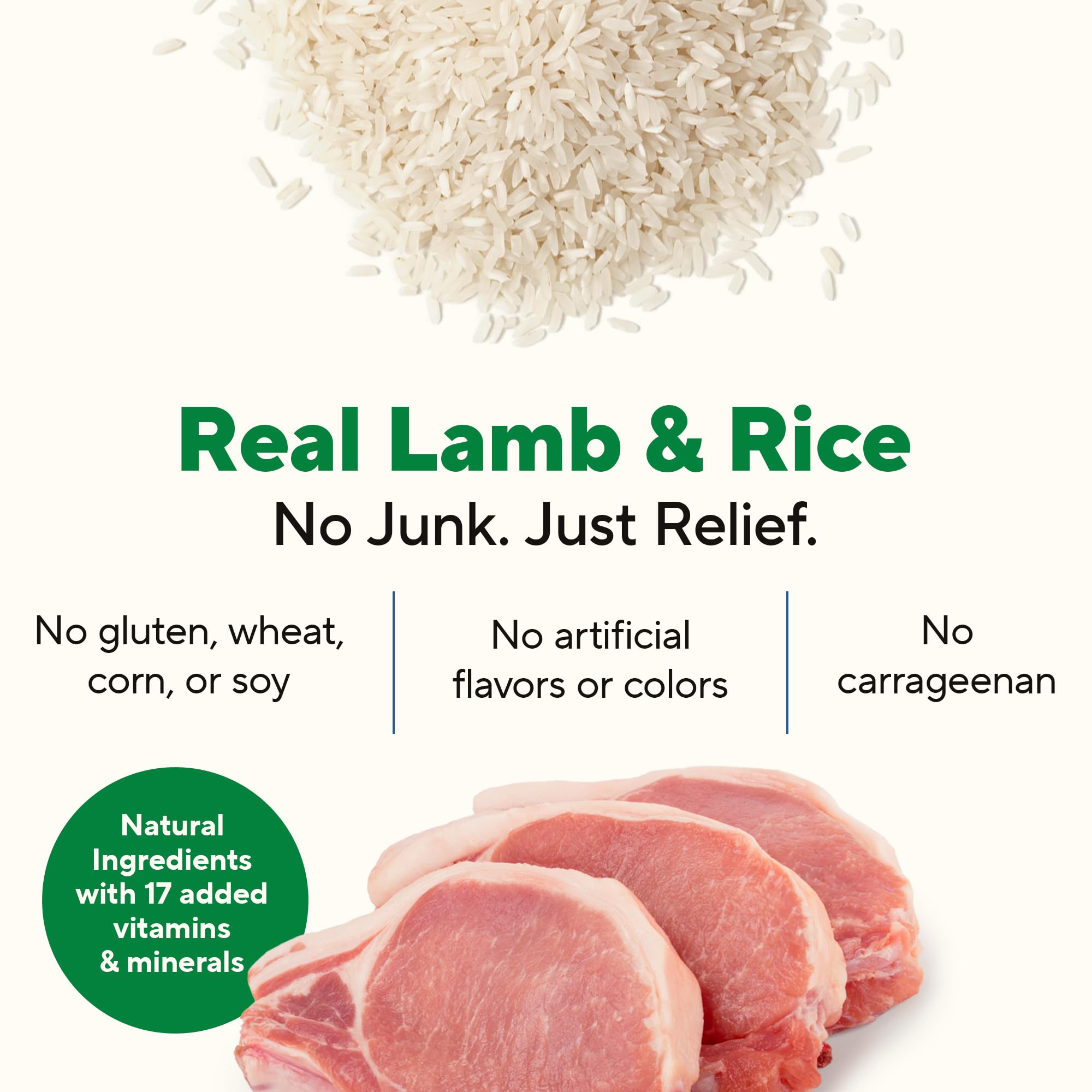 Dave's Pet Food ingredients-agneau-riz : formule simple et sans gluten.