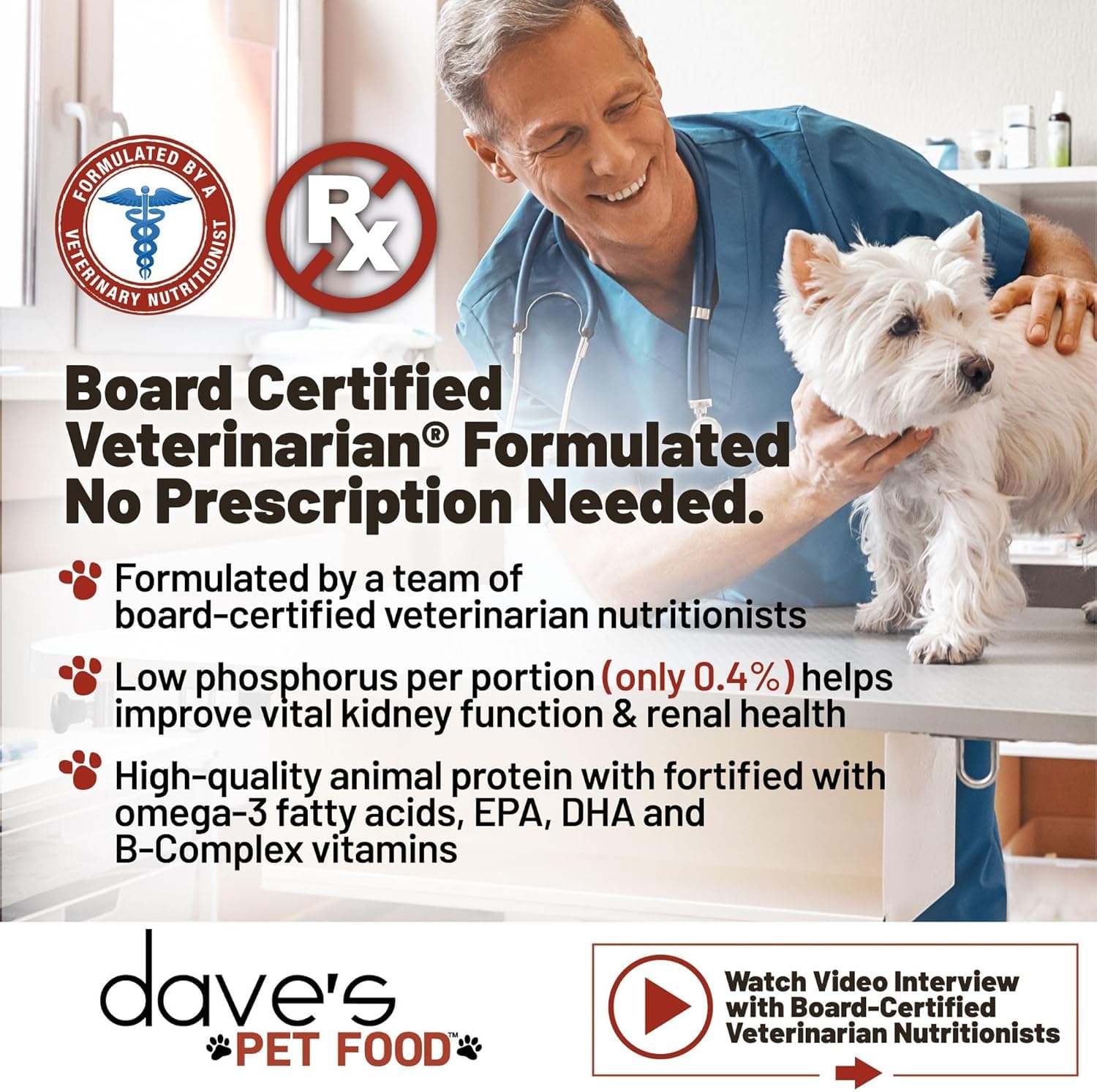 Dave’s Pet Food Kidney Support emballage 13 oz – format pratique pour les repas.