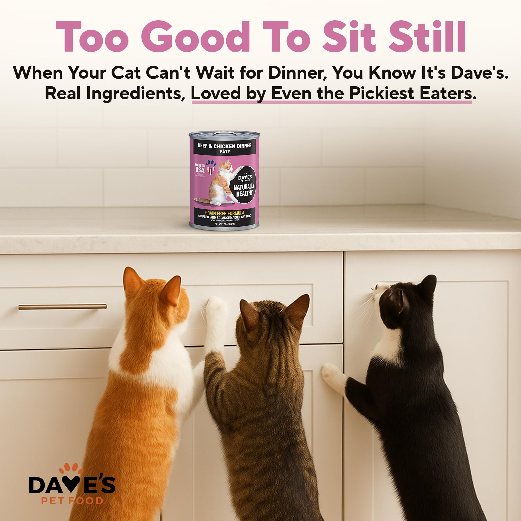 Produit fabriqué aux États‑Unis, qualité Dave's Pet Food.