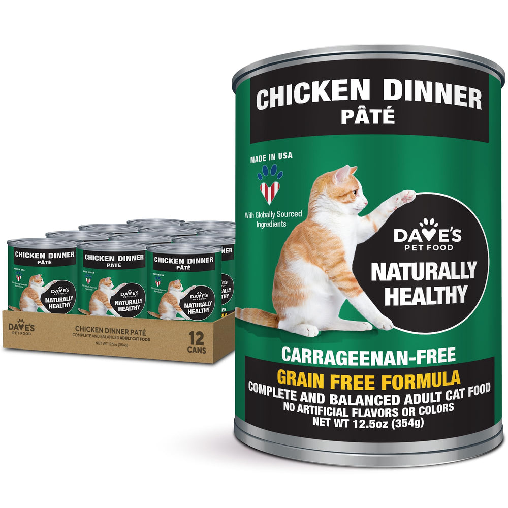 Dave's Pet Food Pâté chat poulet sans gluten, pack 12, pratique pour l'alimentation