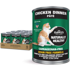 Dave's Pet Food Pâté chat poulet sans gluten, pack 12, pratique pour l'alimentation
