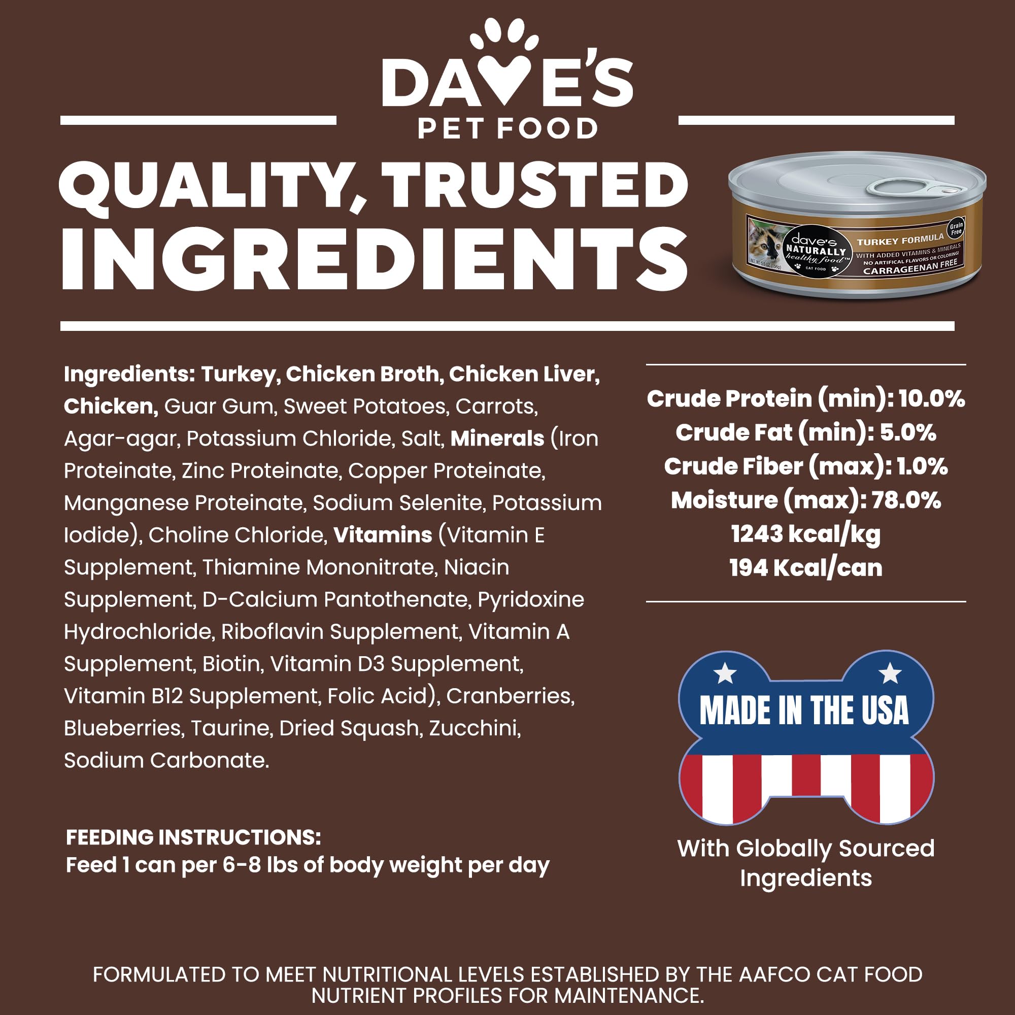 Dave's Pet Food Pâté dinde, emballage américain et bon rapport qualité-prix