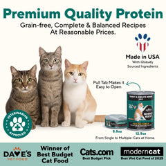 Dave's Pet Food pâte dinde-giblets sans-grain, goût naturel, idéal pour les repas quotidiens.