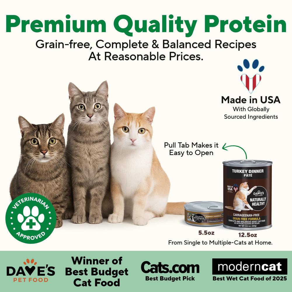 Dave's Pet Food Pâté dinde, texture crèmeuse idéale pour chats exigeants