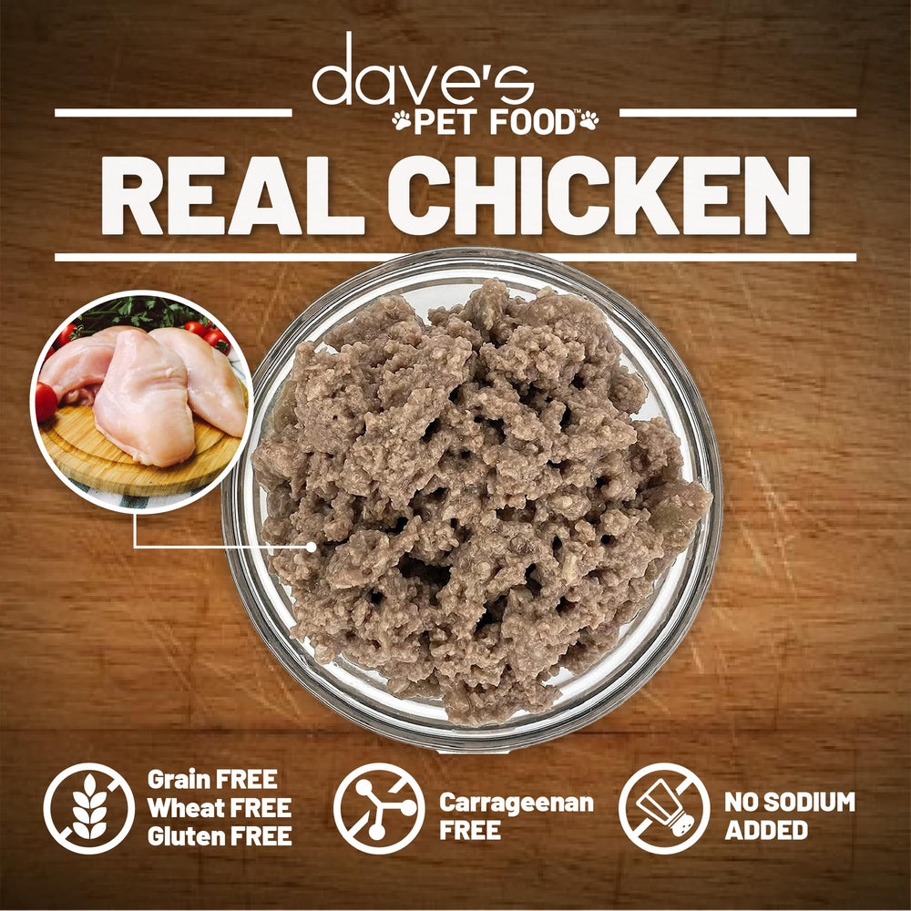 Dave's Pet Food - pate poulet pour servir sur assiette, repas rapide