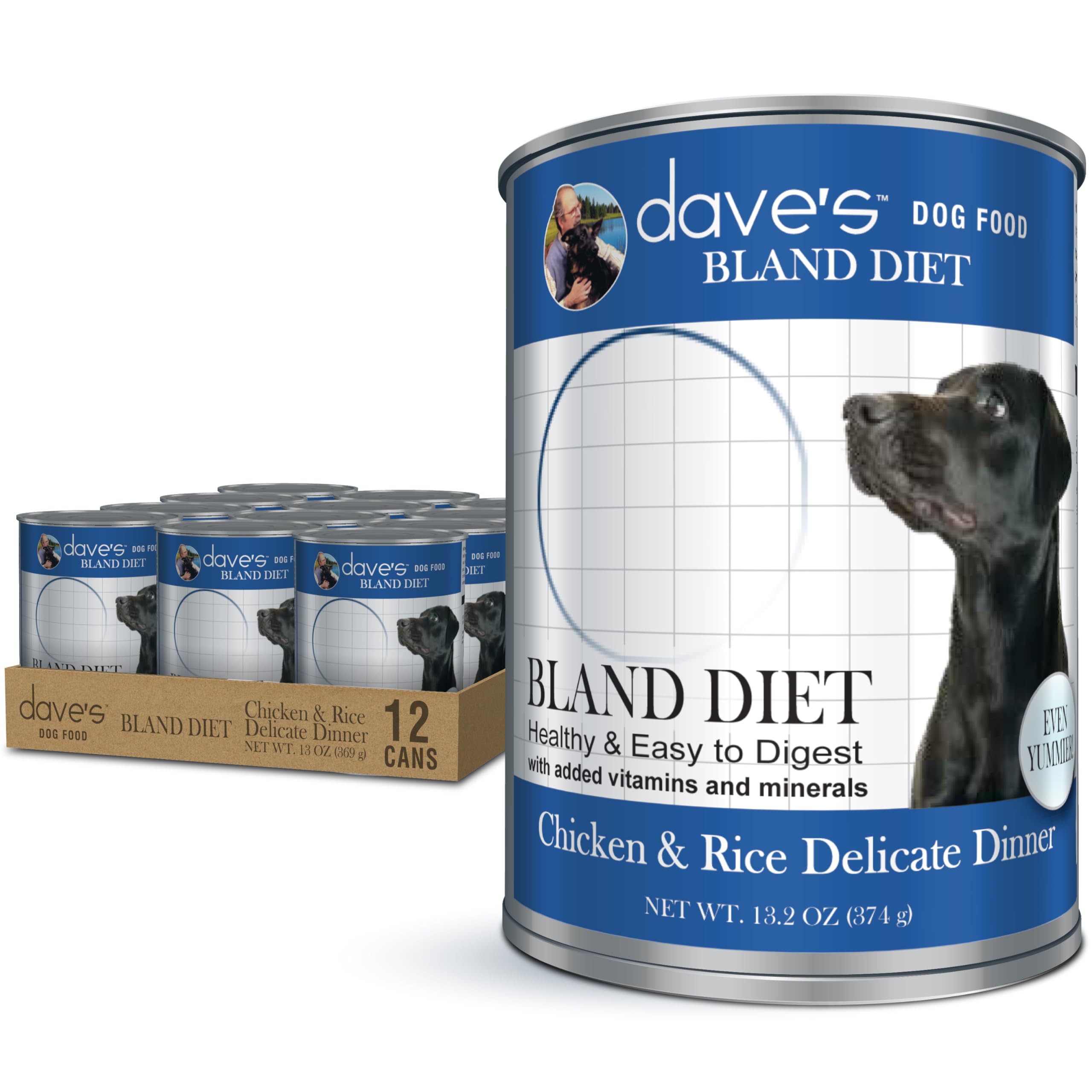 Dave’s Pet Food Bland Diet – pâté en boîte poulet et riz, repas digeste.
