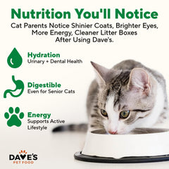 Dave's Pet Food sans céréales, grain-free, formule adaptée aux chats sensibles
