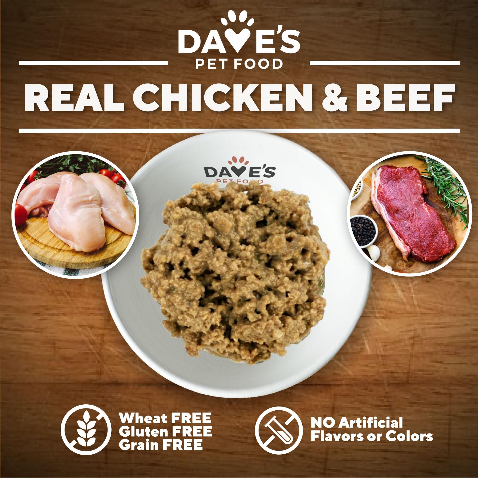 Option sans gluten de Dave's Pet Food pour chiens sensibles.