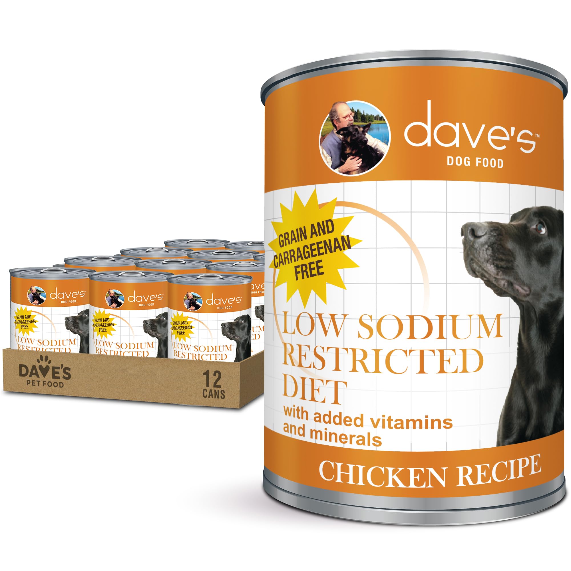 Dave's Pet Food - boite pate poulet sodium reduit, repas pratique pour chiens
