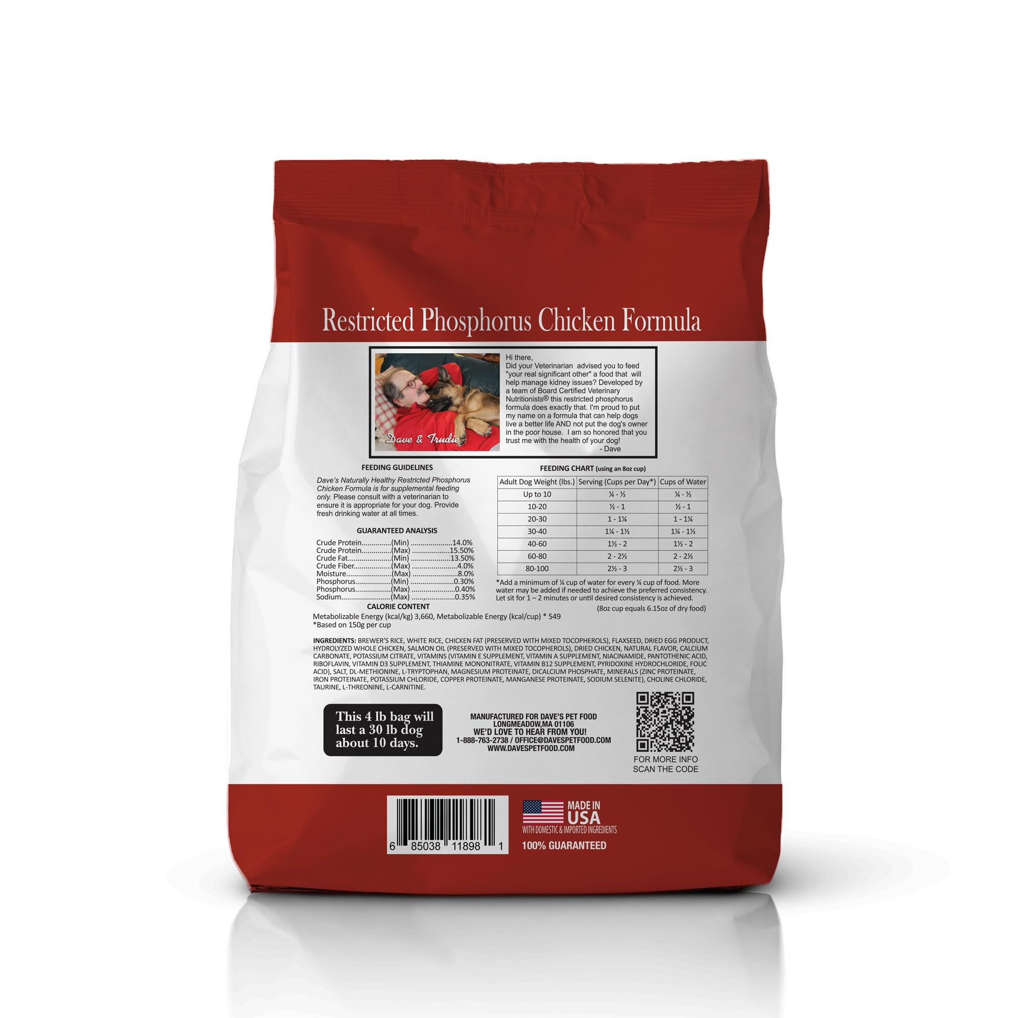 Dave s Pet Food Kidney Care riche en omega 3 et vitamine B12.