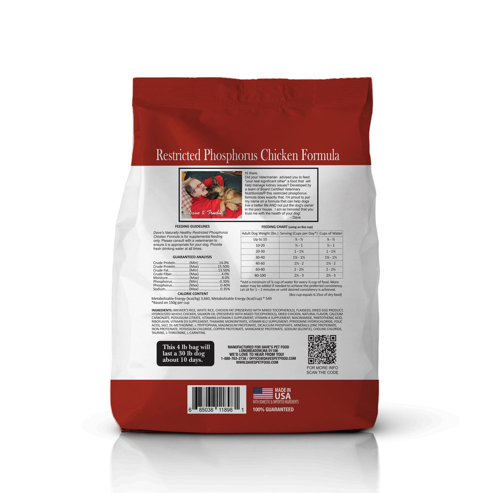 Dave s Pet Food Kidney Care riche en omega 3 et vitamine B12.