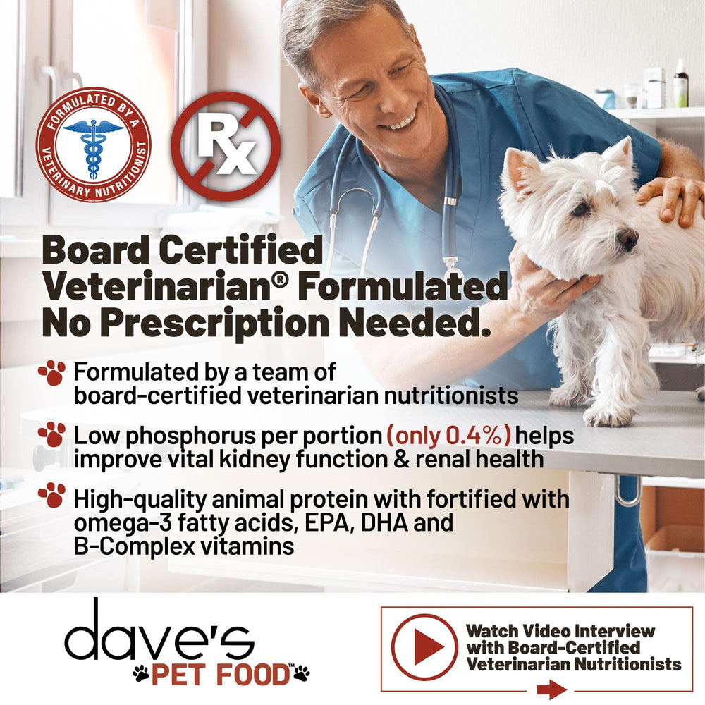 Dave s Pet Food Kidney Care mélange eau pour texture humide et hydratation.