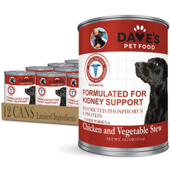 Dave's Pet Food soutient rénal – ragoût au poulet en conserve pratique et appétissant.