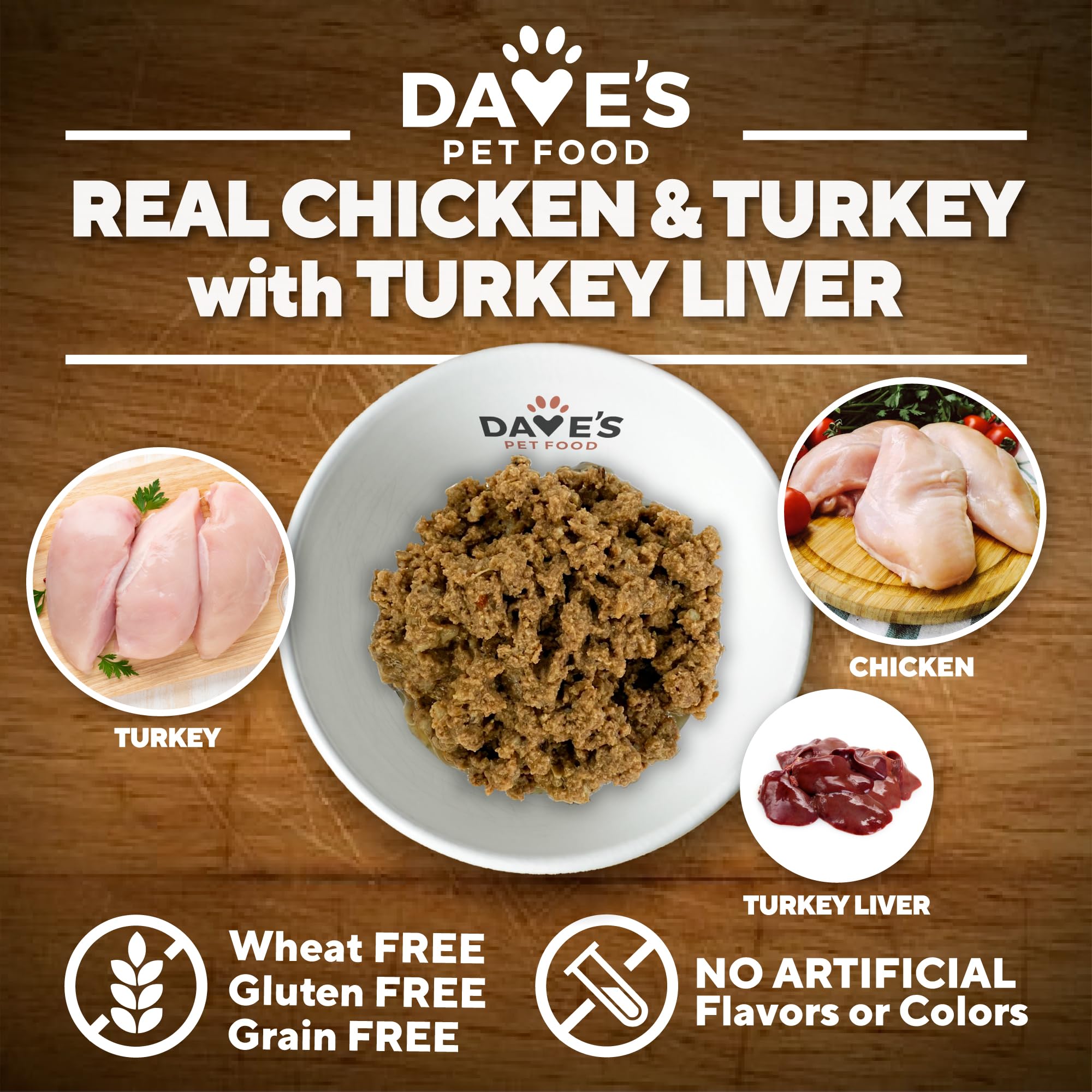 Dave's Pet Food – vitamines et minéraux ajoutés pour l'équilibre nutritionnel.