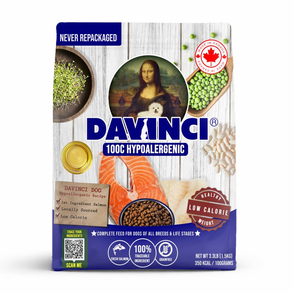 Davinci Chien hypoallergenique saumon – premier plan, texture appétente et protéines naturelles.