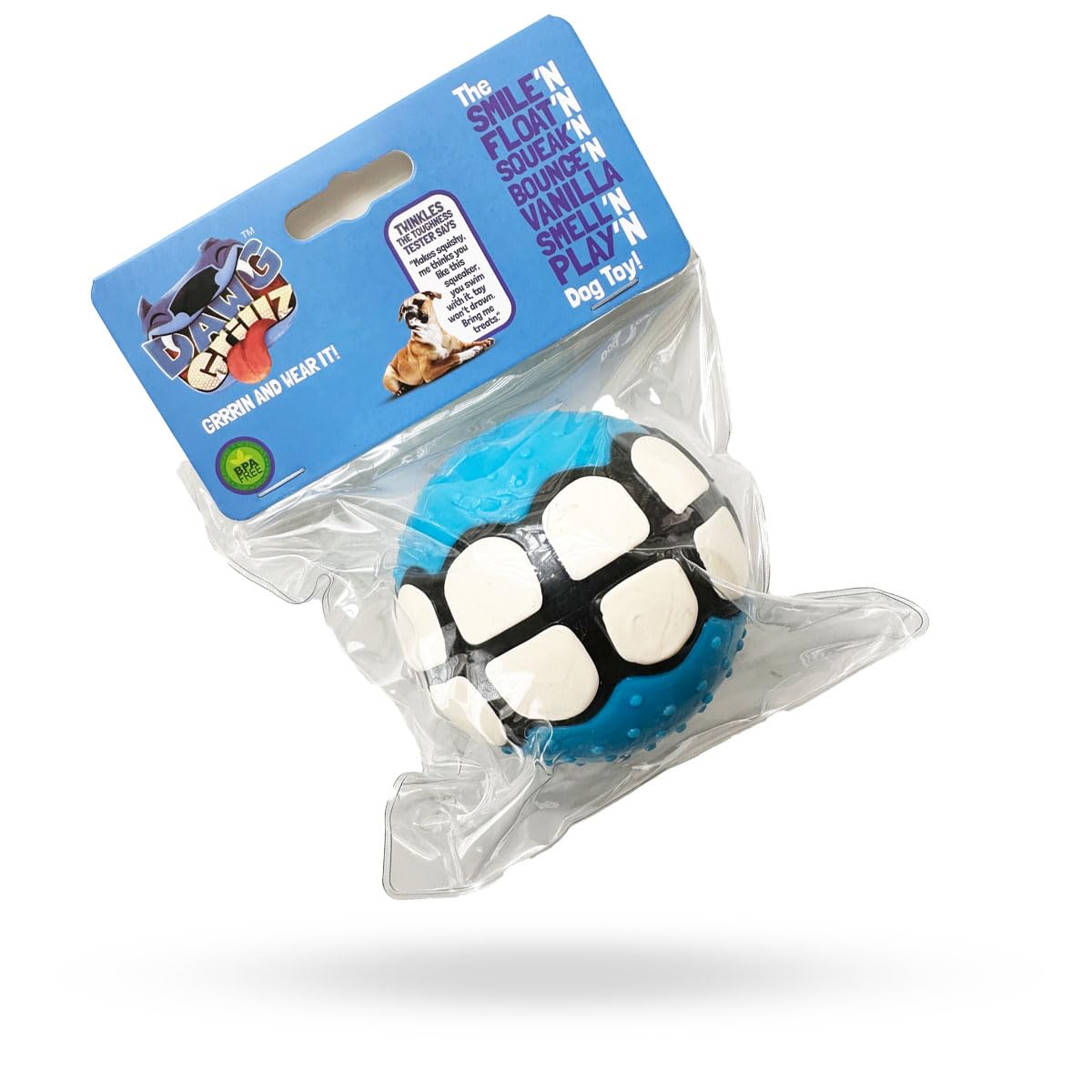 Balle Dawg Grillz parfum vanille, agréable pour les chiens sensibles.