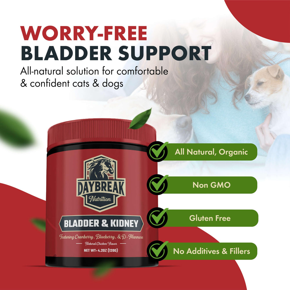 Daybreak Nutrition Soutien urinaire pour chiens et chats – routine quotidienne.
