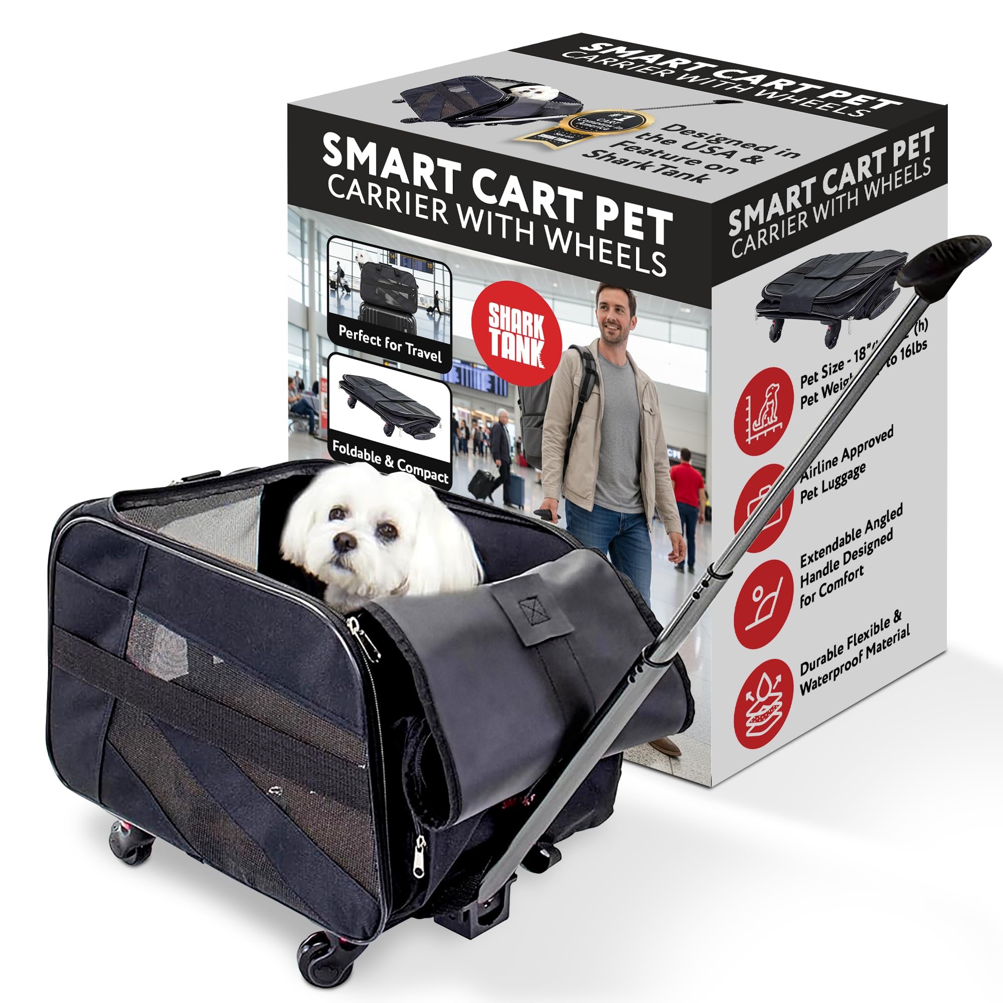 dbest chariot pour animaux moyen noir avec roues, pratique lors des déplacements.