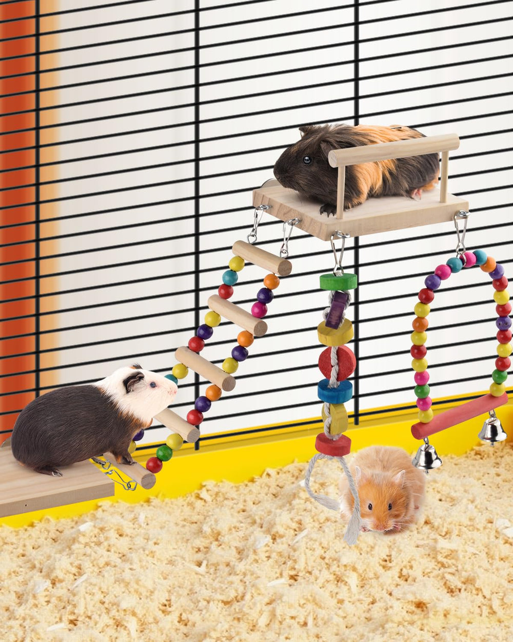 DBNESS ensemble-jouets cage bois assure stabilité et multiples modes de jeu