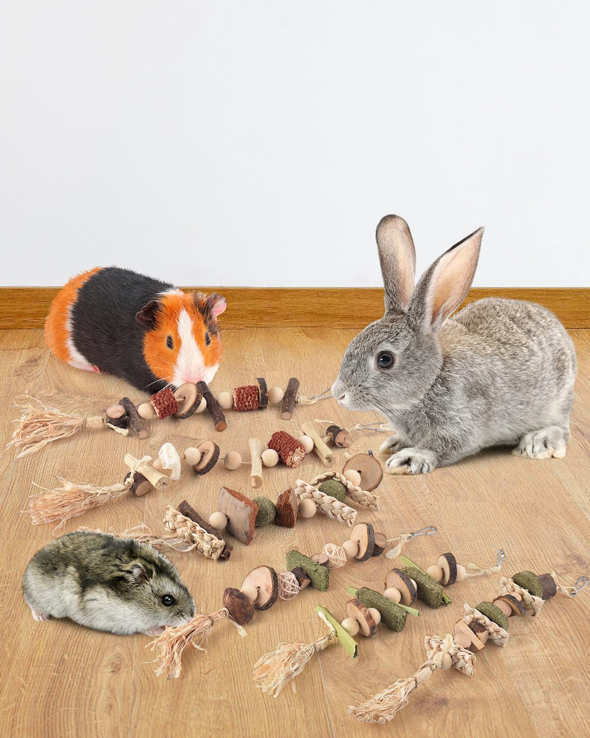 DBNESS jouet-grignotage-lapin-coquilles-coco: variété naturelle pour l’usure des dents et la curiosité.