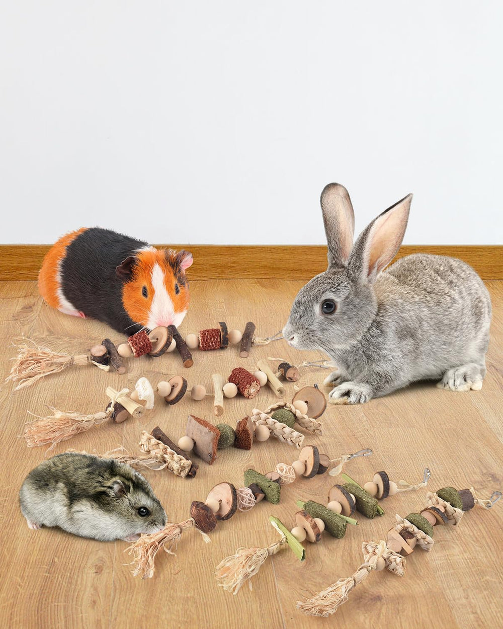 DBNESS jouet-grignotage-lapin-coquilles-coco: variété naturelle pour l’usure des dents et la curiosité.