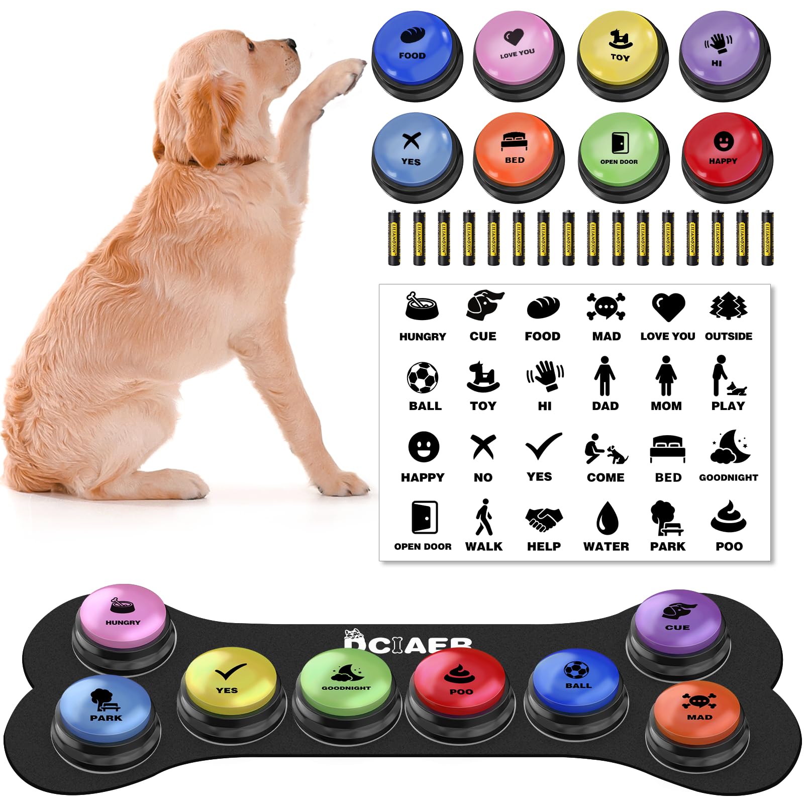 DCIAER boutons de communication chien, outil d'entraînement vocal facile et interactif.